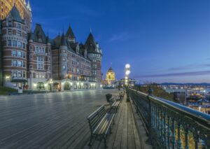 54848,Chateau Frontecac illuminated at night, Quebec, Canada