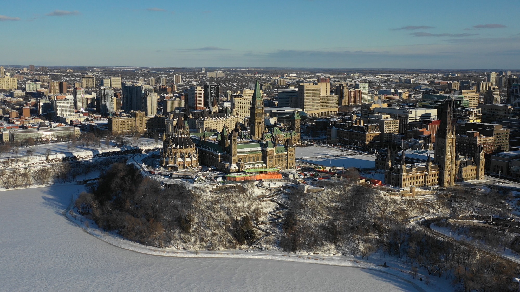 Aerial view of Parliament hill in Ottawa