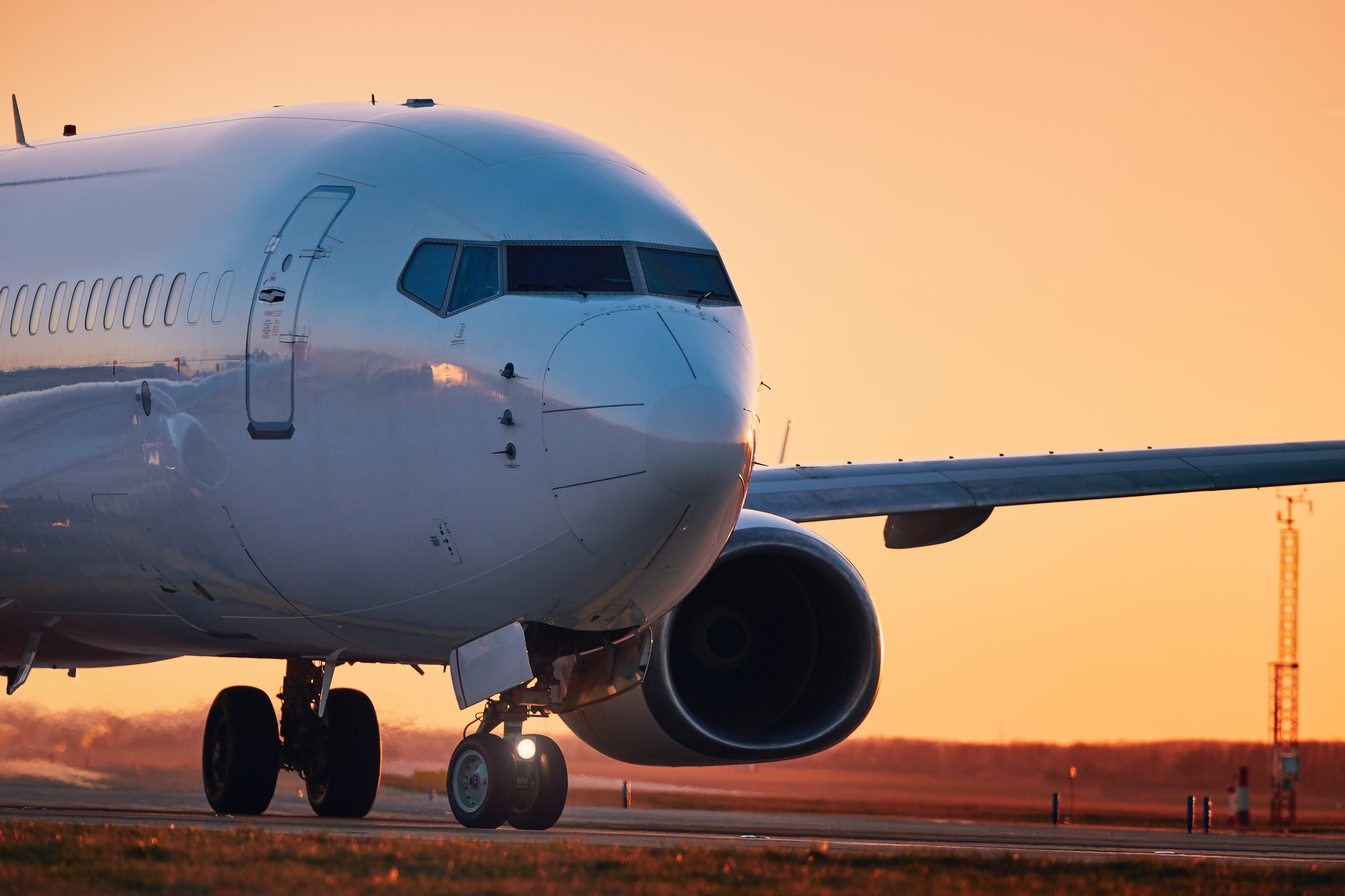 Airplane on airport runway