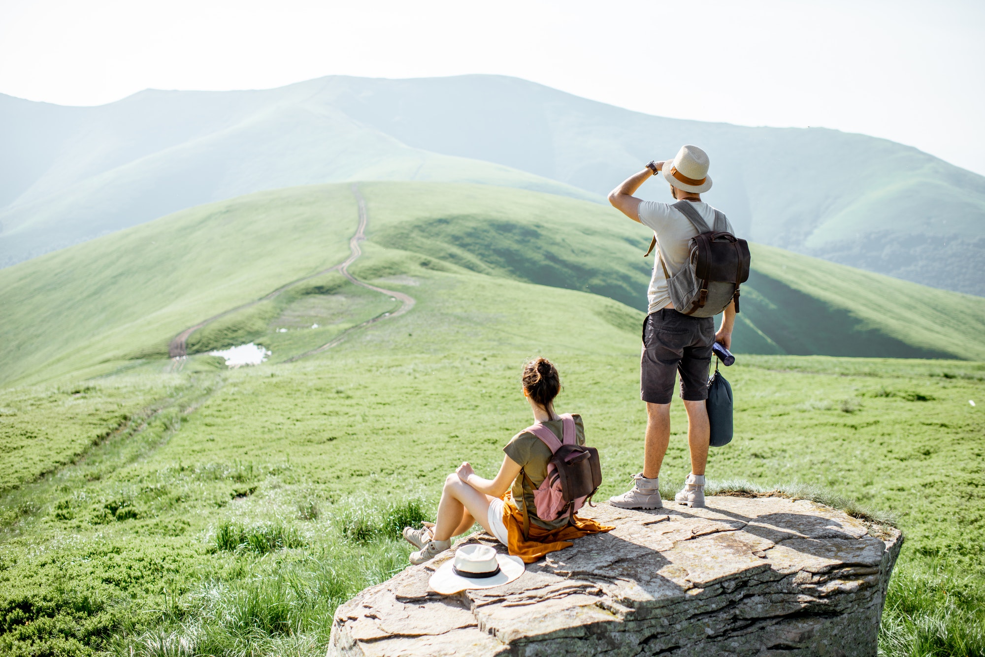 Couple traveling in the mountains