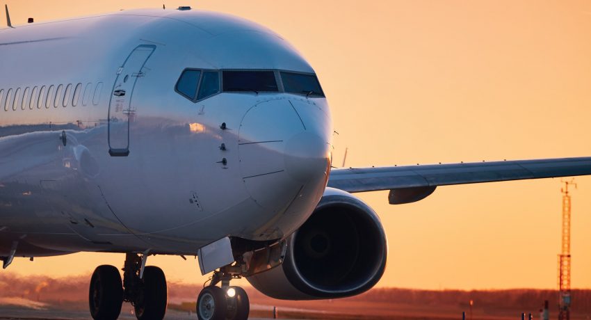 Airplane on airport runway